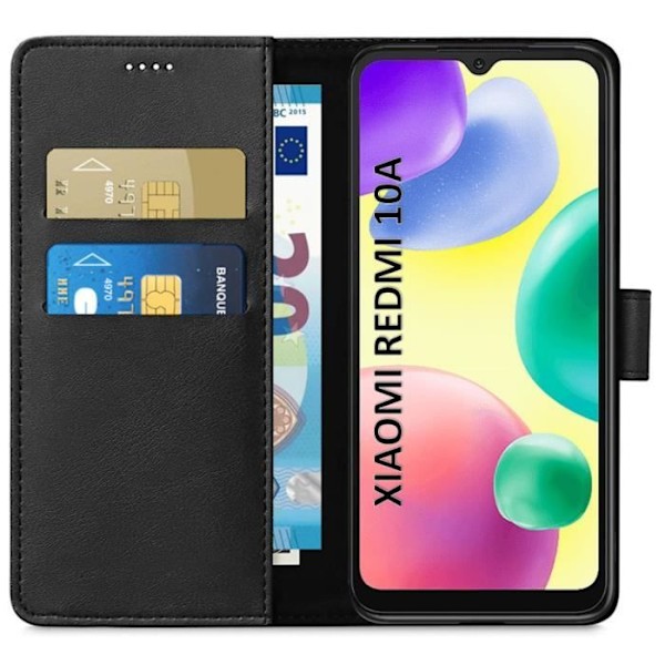 Coque Xiaomi REDMI 10A - Musta Lompakko Magneettisuljennus Taskukortteja Phonillico® Svart