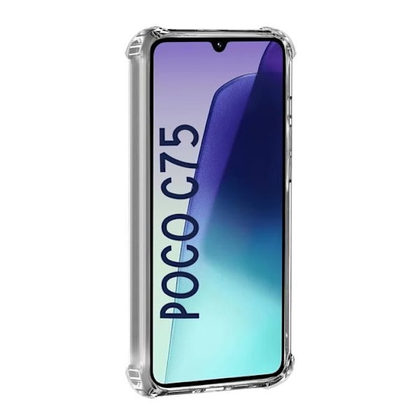 Iskunkestävä kuori - Phonillico® - Xiaomi Poco C75 - Pehmeä - Läpinäkyvä - 2 Lujitettua Lasia Transparent