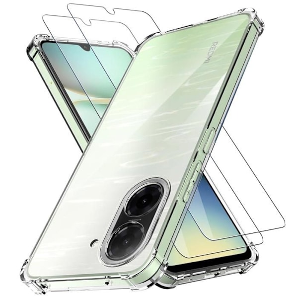Stötthållare - Phonillico® - Xiaomi Redmi A5 4G - Mjuk - Transparent - 2 Härdat Glas Transparent