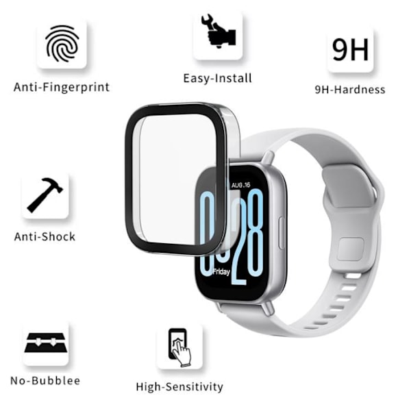 Xiaomi Redmi Watch 5 Active - Yhteensopiva kuori, kova suoja, läpinäkyvä kotelo, karkaistu lasi Phonillico® Transparent