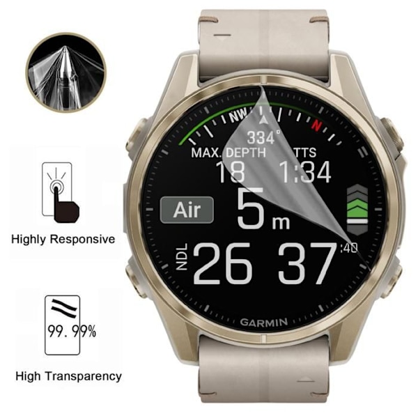 Skydd för skärm till Garmin Fenix 8 - 51mm [Pack 6] Ultra Tun Plastisk Skyddsfilm Phonillico Transparent