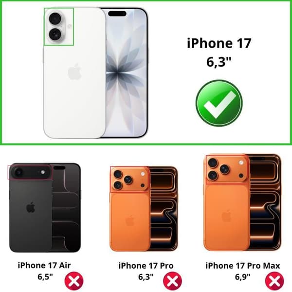 Coque sort sort til iPhone 17 og 2 hærdede glas skærmbeskyttelse Phonillico® Svart