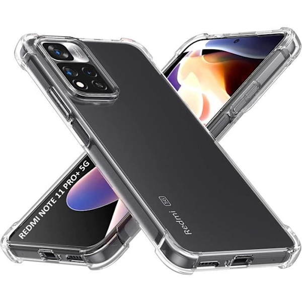 Fodral för Xiaomi Redmi Note 11 PRO+ 5G - Redmi Note 11 PRO PLUS 5G - Stötsäkert skydd Mjukt silikon Transparent Phonillico® Transparent