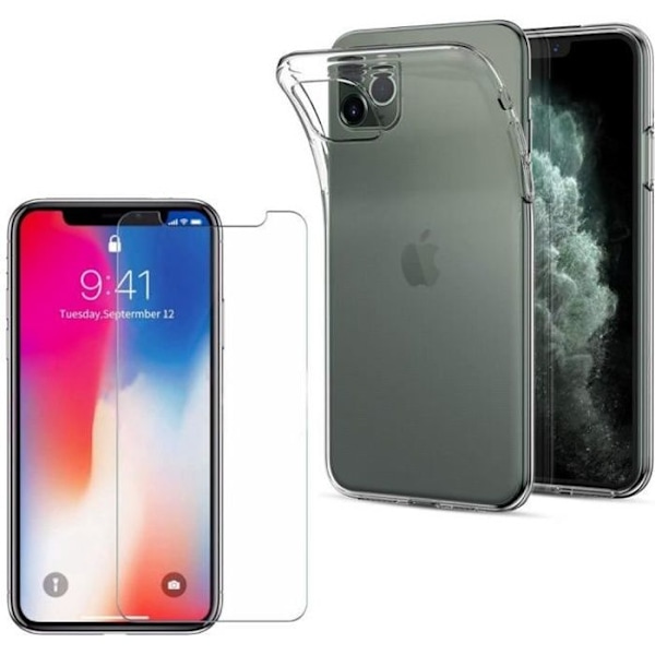 Coque för Apple iPhone 11 PRO MAX + Härdat glas - Ultra tunn mjuk silikon skydd, skärmskydd film [Phonillico®]