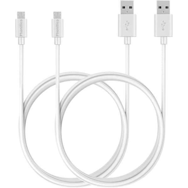 Lot med 2 kabler til Bose SoundLink Around-Ear Bluetooth/Wireless II/On-Ear Bluetooth - Hvid micro usb-kabel 1 Meter Phonillico Vit