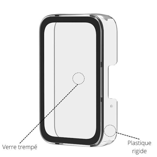 Samsung Galaxy Fit 3 Kompatibelt Klockfodral - Hårt Skyddsfodral Transparent Härdat Glas Skärmskydd Transparent