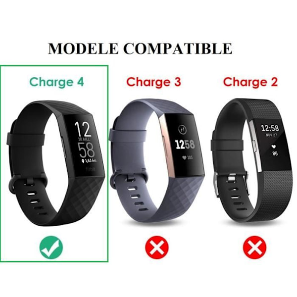 Laddare för Fitbit CHARGE 4 - PHONILLICO - Svart USB-ersättningskabel Svart
