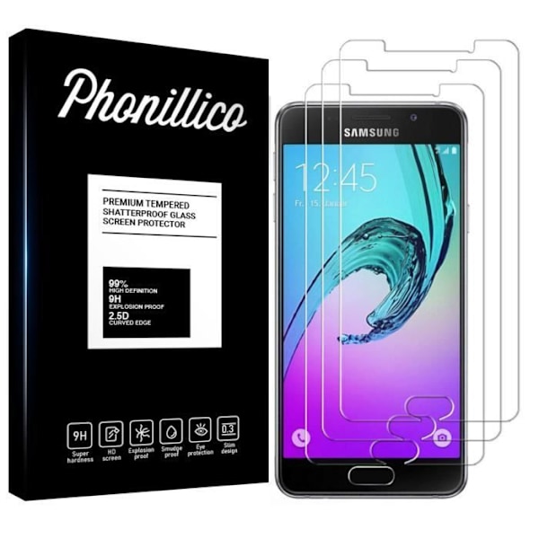 Skærmbeskyttelsesfilm - Phonillico® - Samsung Galaxy A5 2016 A510 - Pakke med 3 - Ultra slidstærk - Sort
