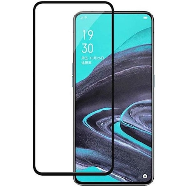 Hærdet Glas - Phonillico® - OPPO RENO 2 - Gennemsigtig - Sort Kant - Kradsik Transparent, svart