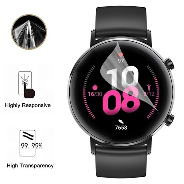 Näytönsuoja Huawei Watch GT2 - 46mm [Pakkaus 6] Kestävä Ultra Ohut Muovinen Suojakalvo Phonillico Transparent