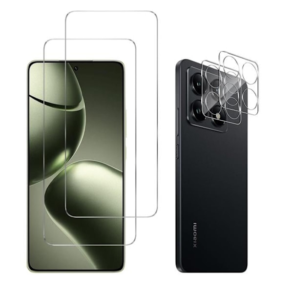 Hærdet Glas - Phonillico® - Xiaomi 14T PRO - Pakke 2 - Skærm- og Kamerabeskyttelse - Transparent Transparent