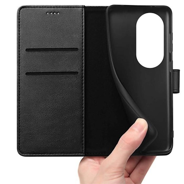 Coque - Phonillico - Honor 90 Smart 5G - Musta Lompakko - Puolijäykkä - Nahkavaikutus Svart