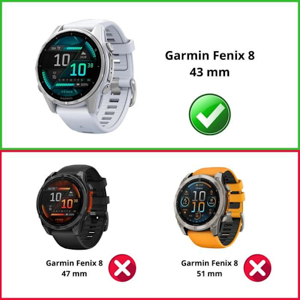 Garmin Fenix 8 43mm yhteensopiva suojakuori - Kovaa suojaa, läpinäkyvä kotelo, panssaroitu lasinäyttö Phonillico® Transparent