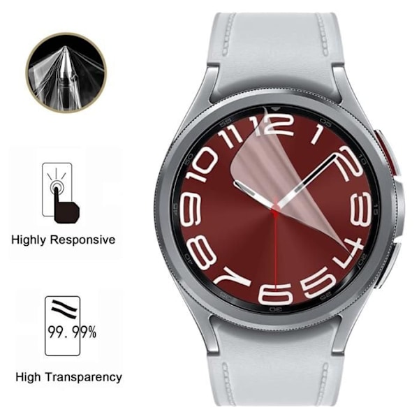 Beskyttelsesglas til Samsung Galaxy Watch 6 Classic - 47mm [Pakke 2] Ultratyndt Beskyttelsesfilm i Plast Phonillico Transparent