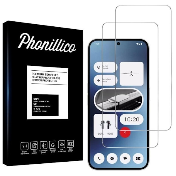 Skärmskydd Film - Phonillico® - Nothing Phone 2a - 2-pack - Härdat glas - Repbeständig Transparent