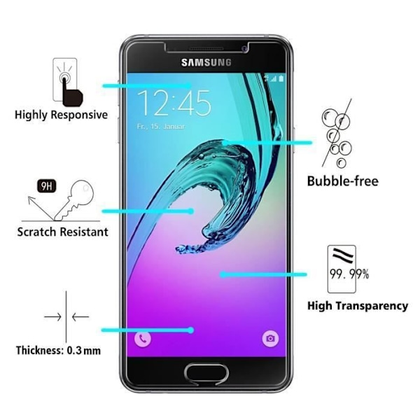 Härdat Glas för Samsung Galaxy A5 2016 A510 - [Pack 2] Skyddande Skärmskydd Ultra Resistent [Phonillico®] Transparent