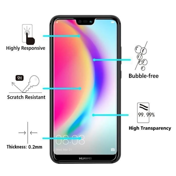 Film Vitre Skydd för Skärm - Phonillico® - Huawei P20 LITE - Paket med 3 - Härdat Glas - Repbeständig