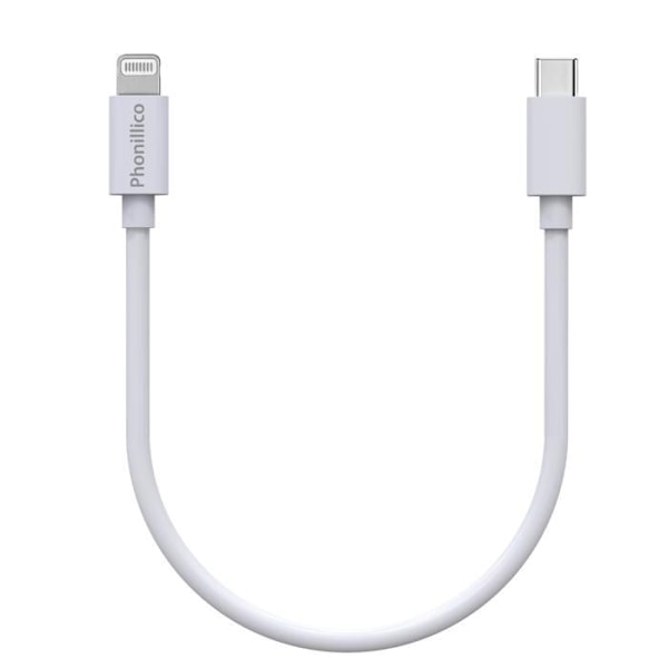 Johto 20cm USB-C Lightning Laturi Valkoinen iPhone 14 / 13 / 12 / 11 / SE / X / XR / 7 / 8 / 6 / 5 / AirPods Phonillico
