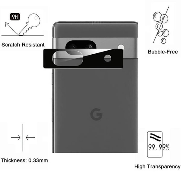 Skyddskamera för Google Pixel 7a [2-pack] Härdat Glas Bakre Kameraskydd Phonillico®
