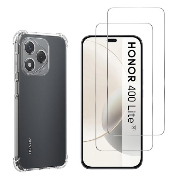 Stötsäker skal för Honor 400 Lite 5G och 2 Härdat Glas Skärmskydd Phonillico® Transparent