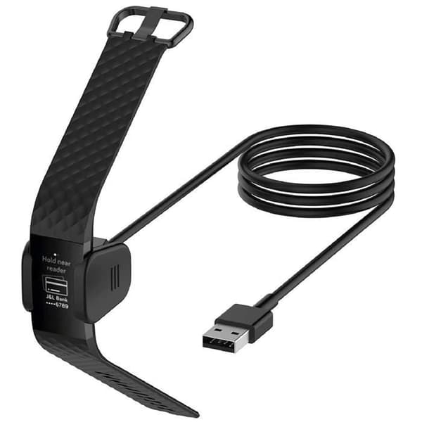 Oplader Kompatibel med Fitbit CHARGE 4 - USB Kabel Erstatningsadapter til Ur Phonillico® Svart