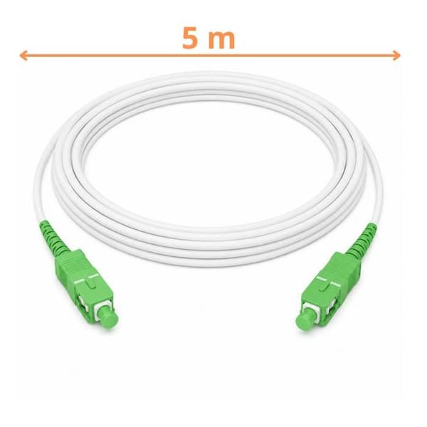Fiberoptisk kabel SC/APC 5m FTTH monomode patchkabel til internetboks PTO ONT hvid Phonillico® Vit, SC/APC gröna kontakter