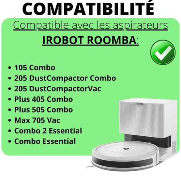 Reserve sidebørste til iRobot Roomba Plus 505 Combo/Plus 405 Combo/Max 705 Vac/Combo Essential/105 Combo [Sæt 6] Phonillico®