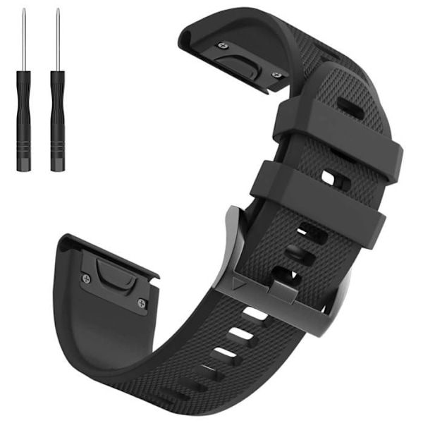 Armbånd til Garmin Fenix 5 / Fenix 5 Plus / Descent G1 / Descent G1 Solar - Sort Silikone 22mm QuickFit Phonillico® Svart