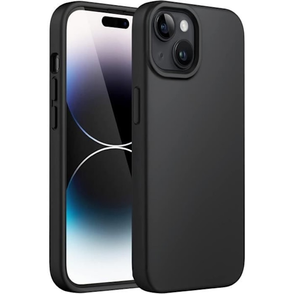 Svart silikonskal till iPhone 15 PLUS - Ultratunt mjukt TPU-skydd Phonillico®