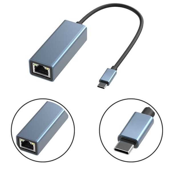 USB-C til Ethernet-adapter - Ubestemt - Rj45 - 1000 Mbps - Kompatibel med Windows/Mac/Linux - Netværkskabel