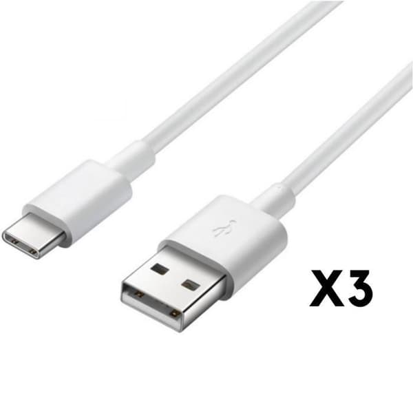 USB-C kabel til Huawei MatePad T10s - MatePad 10.4 - MatePad 10.8 - USB-C type hvid 1 meter [PACK 3] Phonillico®