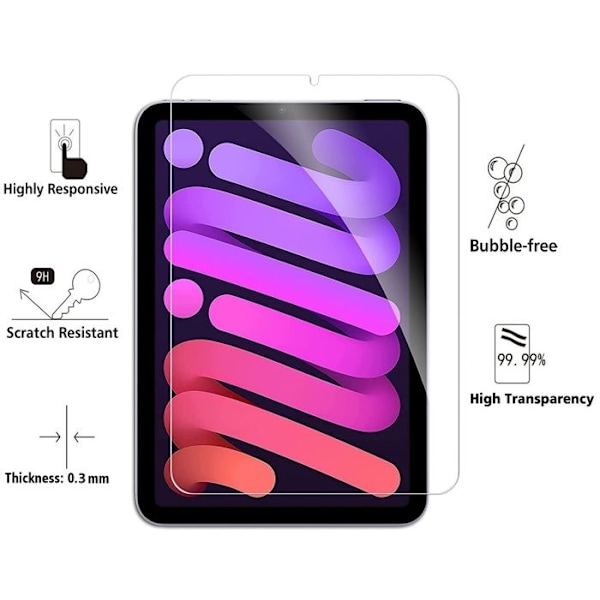 Härdat glas - Phonillico® - iPad MINI 7 - Pack 2 - Repellerar repor - Skärmskydd
