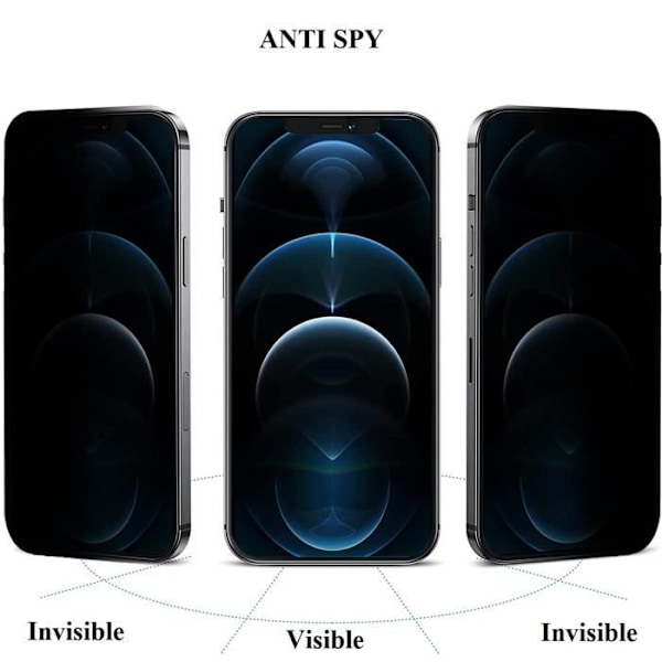 Hærdet Glas til iPhone 13 - iPhone 13 PRO (6,1") [Pakke 2] Sort Anti-Spion Skærmbeskyttelse Phonillico® Svart