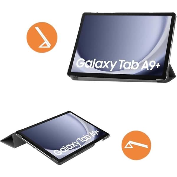 Coque til Samsung Galaxy Tab A9 PLUS 2023 - Sort etui med fuld beskyttelse og multifunktionsposition Phonillico Svart