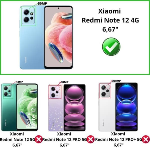 Skyddsglas - Phonillico - Xiaomi Redmi Note 12 4G - 4-pack - Härdat glas - Rep resistant Transparent