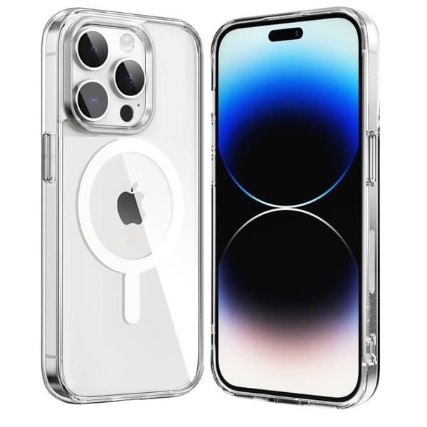 Coque til iPhone 15 PRO MAX - Transparent silikone med indbygget magnetcirkelsystem Phonillico®