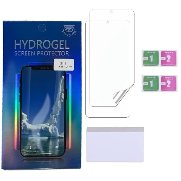 Skyddsskärm i plast för Xiaomi 12 PRO [Pack 2] Ultratin Hydrogel-skyddare resistent mot repor Phonillico® Transparent