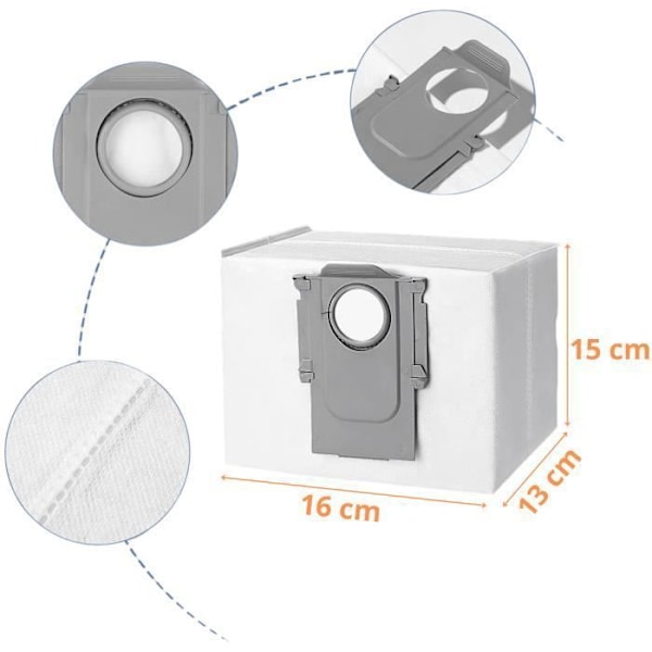 Imuripussit Roborock S8 Pro-S8 Plus-S7 Pro Ultra-S7 MaxV Ultra-Q7 Max-Q5 Plus - pölypussit [10 kpl] Phonillico®
