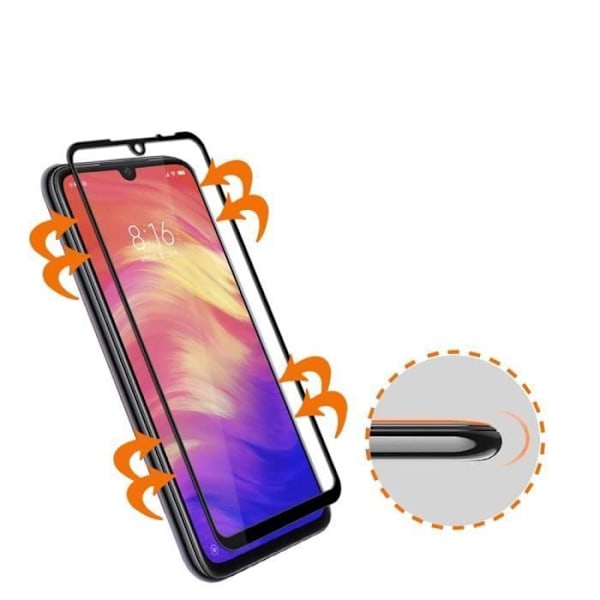 Beskyttelsesfilm - Phonillico® - Xiaomi REDMI NOTE 7 - Pakke med 3 - Hærdet glas - Sort kant Transparent, svart