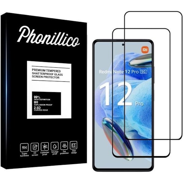 Härdat glas för Xiaomi Redmi Note 12 PRO 5G [Pack 2] Skyddsglasfilm Phonillico® Transparent
