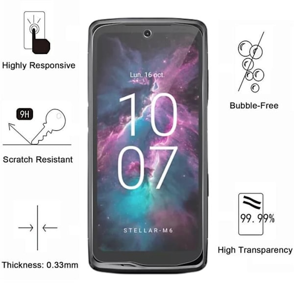 Härdat glas - Phonillico® - Crosscall Stellar M6/M6E - Paket med 4 - Rep-resistant - Skärmskydd Transparent