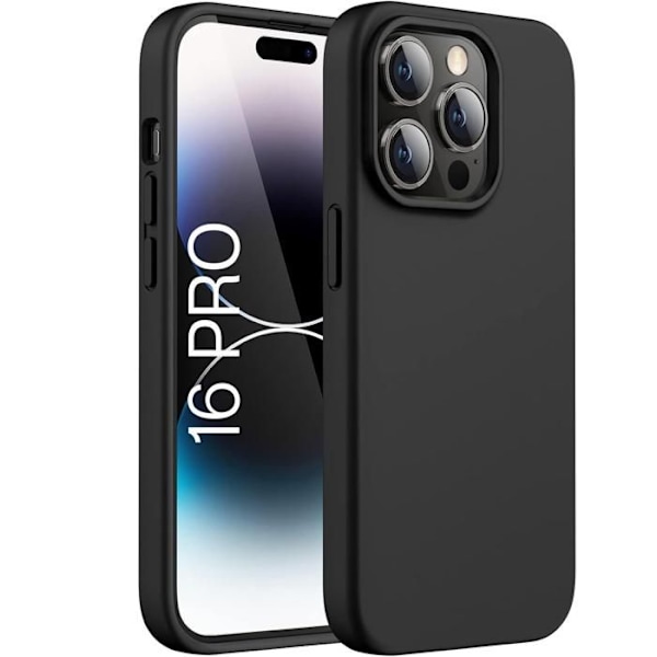 Coque svart för iPhone 16 PRO - Silikon Gel TPU Mjuk Ultra Tunn Phonillico® Svart