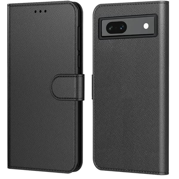 Coque til Google Pixel 8a - Sort Portefeuille med Magnetisk Klap og Kortrum Phonillico Svart