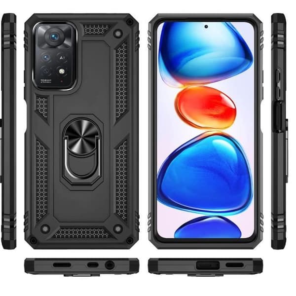 Coque Noir til Xiaomi Redmi Note 11 PRO - Redmi Note 11 PRO 5G - Stødabsorberende Militær Stil Robust Phonillico® Svart