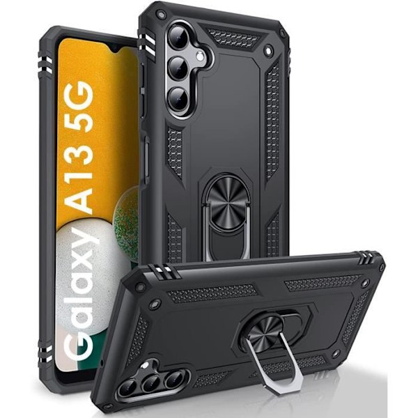 Coque - Phonillico - Samsung Galaxy A13 5G - Stöttålig - Rotationsring 360° - Militärstil Svart