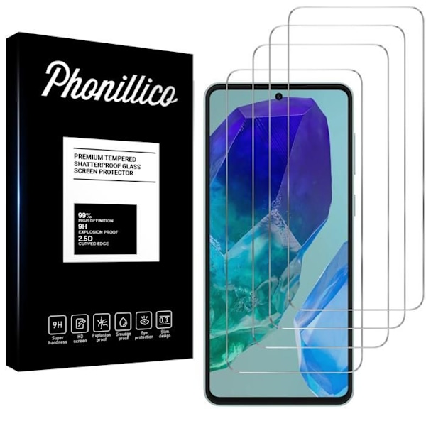 Suojakalvo - Phonillico - Samsung Galaxy M55 5G - 4 kappaletta - Karkaistu lasi - Naarmunkestävä Transparent