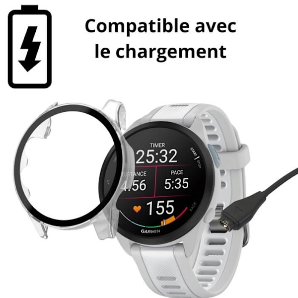 Älykellon suojakuori - Phonillico - Garmin Forerunner 165 - Läpinäkyvä - Karkaistu lasi - Näytön suojaus Transparent