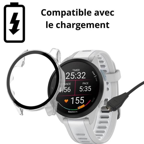 Coque til smartur - Phonillico - Kompatibel med Garmin Forerunner 165 - Transparent Transparent