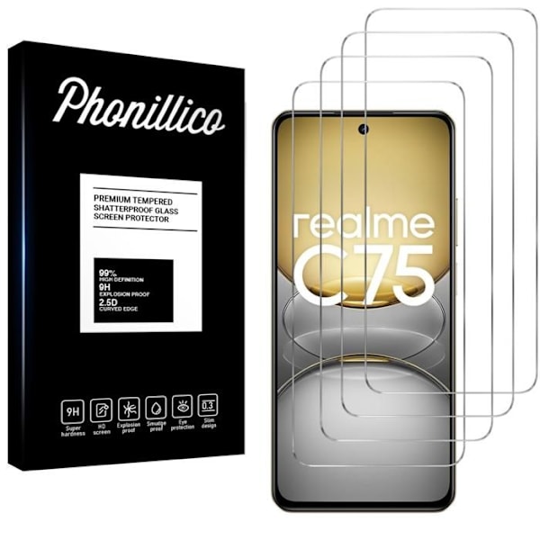 Hærdet Glas - Phonillico® - Realme C75 - Pakke med 4 - Scratch-resistent - Skærmbeskyttelse Transparent