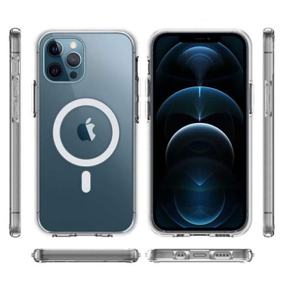 Skydd för iPhone 12 PRO MAX (6,7") - Transparent silikon med inbyggd magnetisk cirkel Phonillico® Transparent